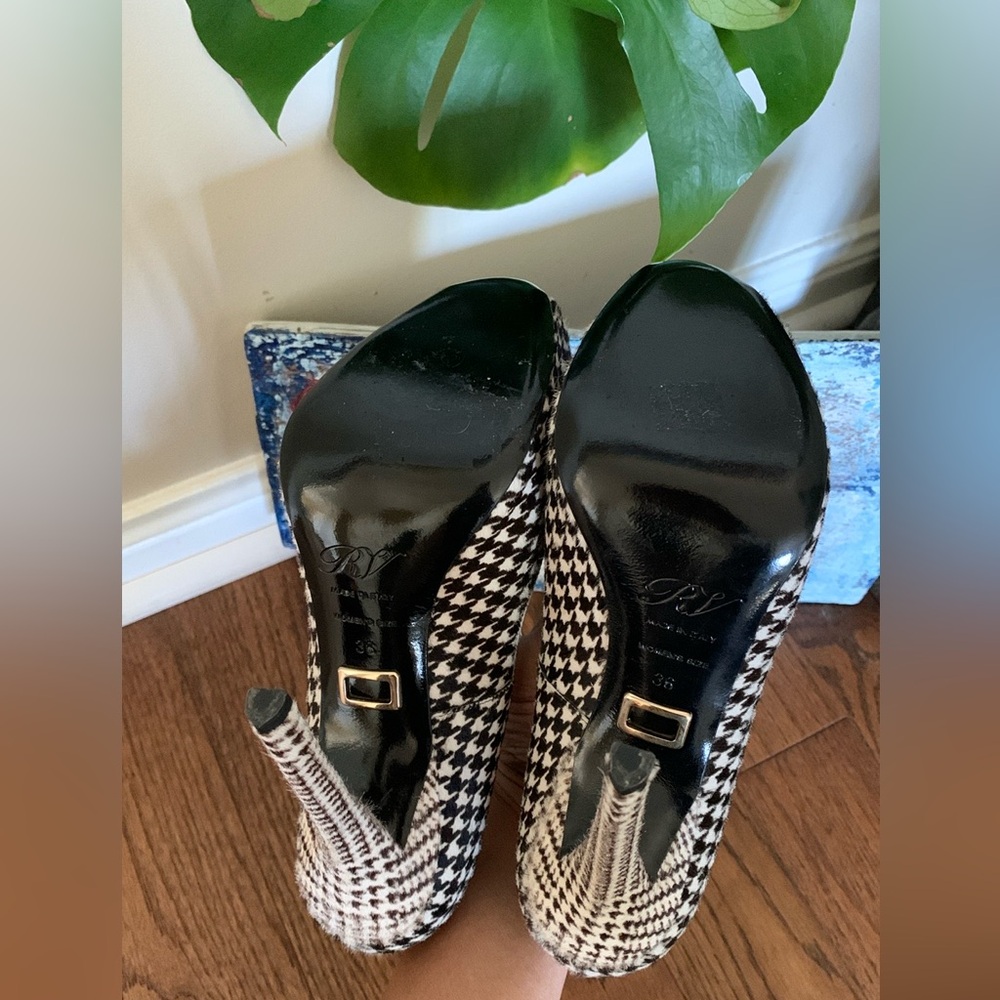 Roger Vivier Calf Hair Leather Houndstooth Stiletto Heels ๐ Hidden Platform - Picture 8 of 15